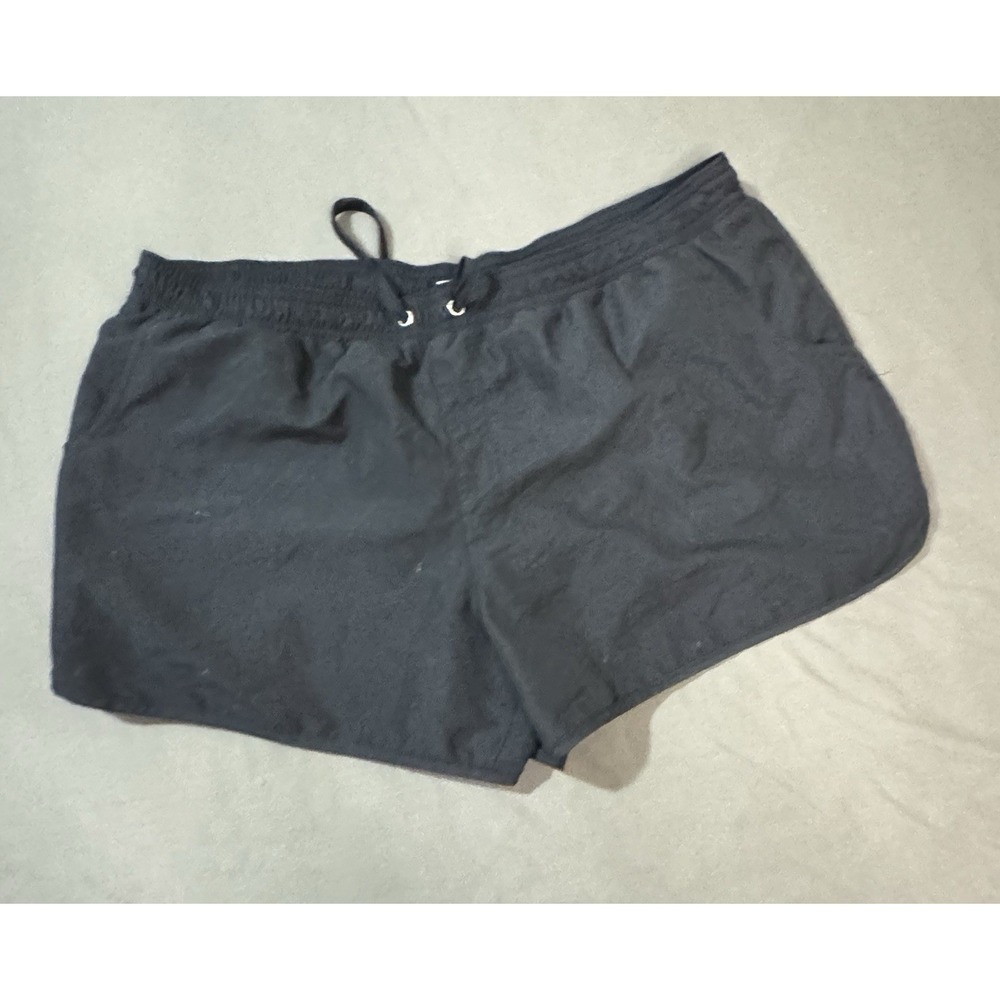 Kona Sol Women's Plus L Black Tie Front Pull on Elastic Top coverup Shorts
